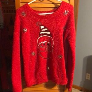 Red fuzzy Christmas sweater
